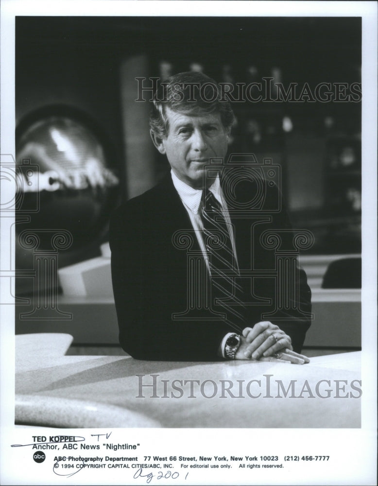 2001 Press Photo Ted Koppel TV Anchor ABC News Nigh lin