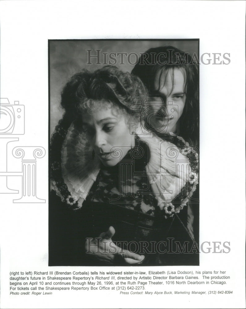 1996 Press Photo Brendan Crbalis Lisa Donson RichardIII