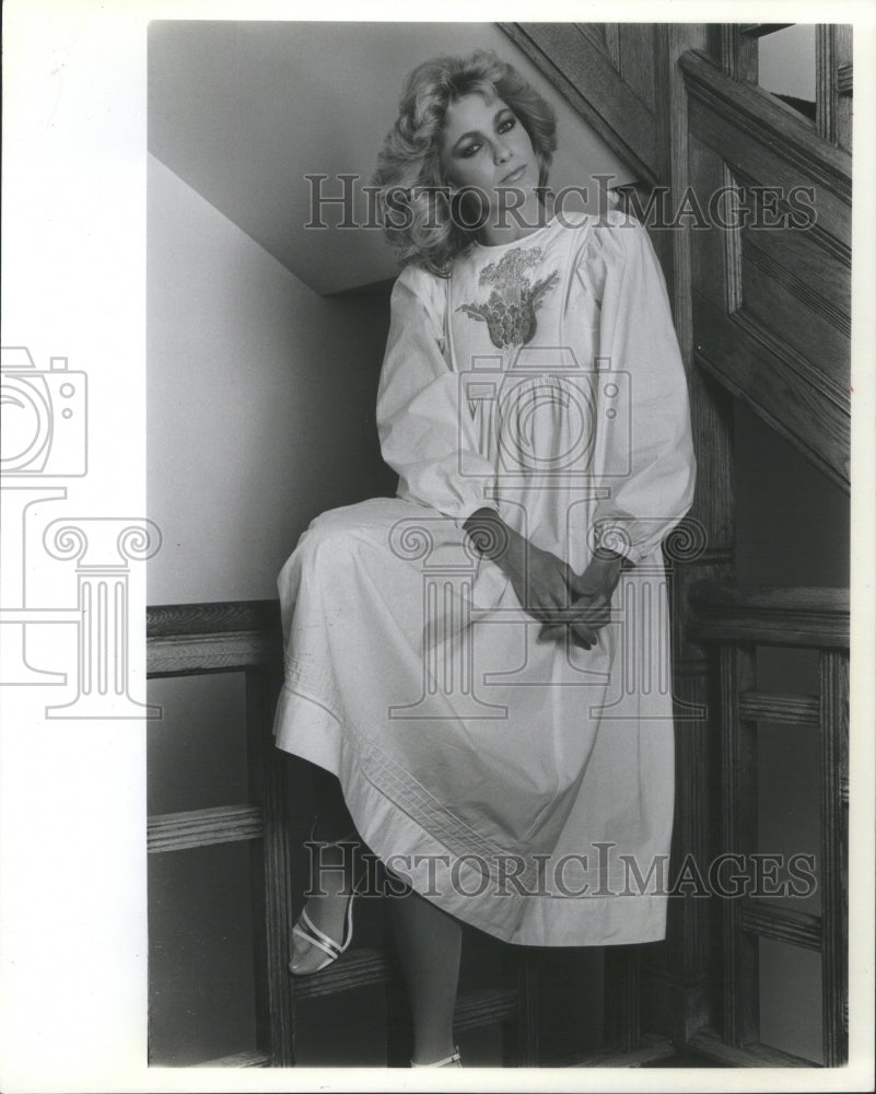 1982 Cotton Smock Dress Trapunto Embroidery - Historic Images