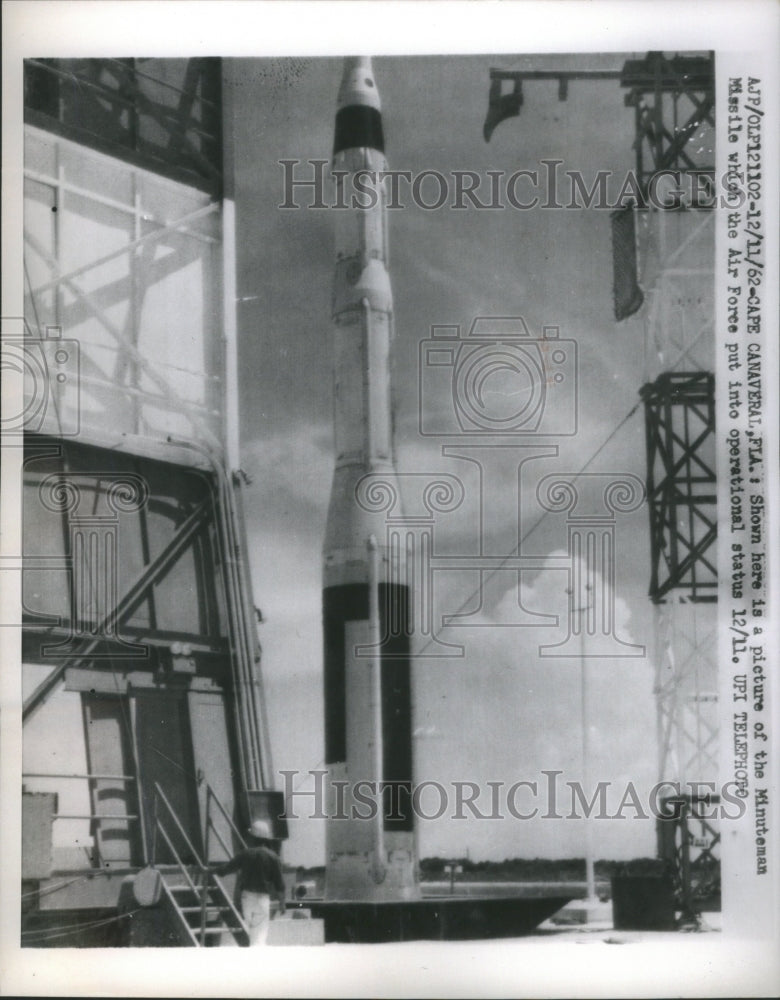 1962 Press Photo Minuteman Missile Air Force Canaveral