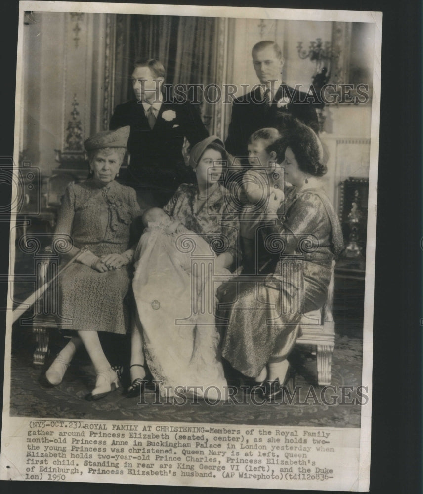 1950 Press Photo Royals At Princess Anne&#39;s Christening