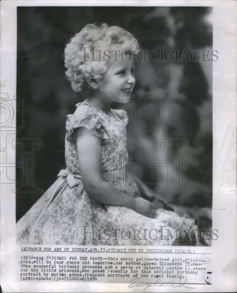 1954 Press Photo Princess Anne Celebrates 4th Birthday - Historic Images