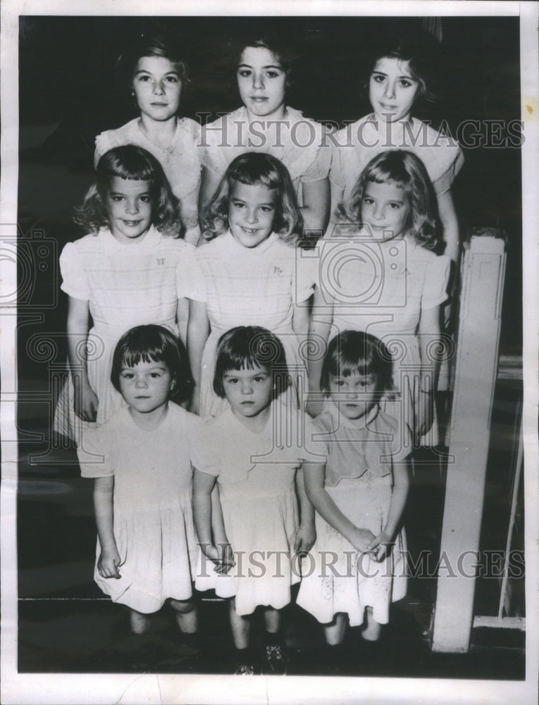 1958 Press Photo Lincoln School Three Sets Triplets - Historic Images