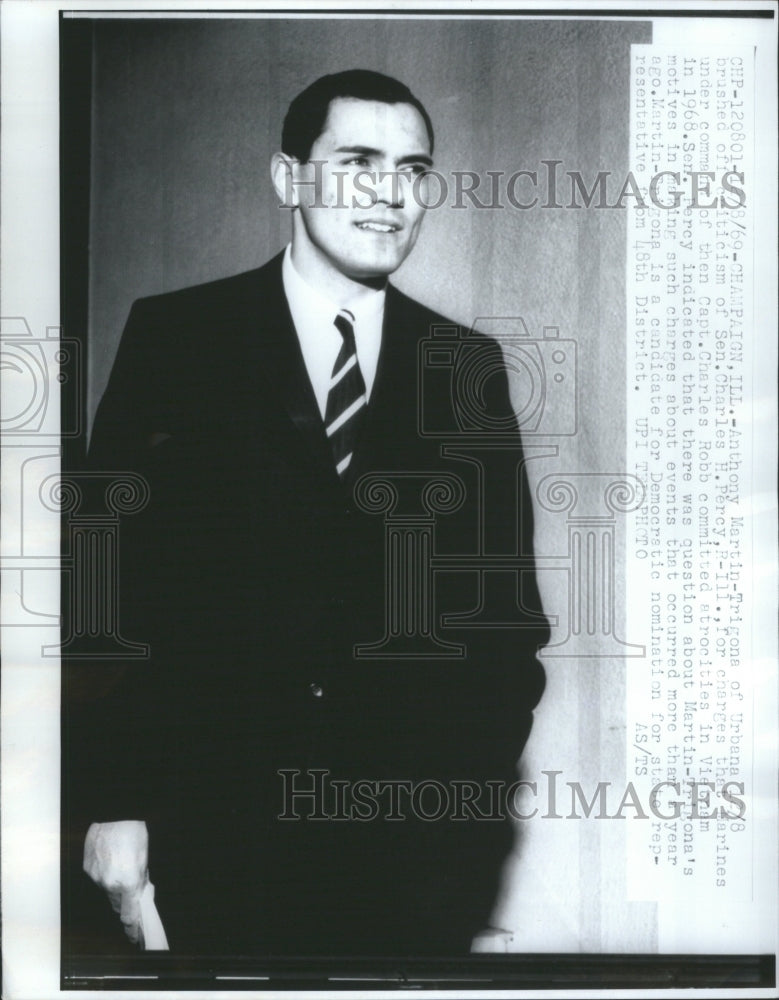 1969 Press Photo Charles H Percy Senator Martin Trigona