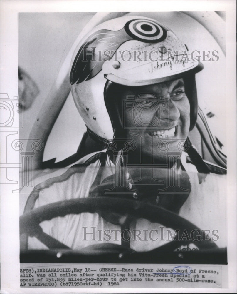 1964 Press Photo Johnny Boyd Race Car Driver Vita-Fresh