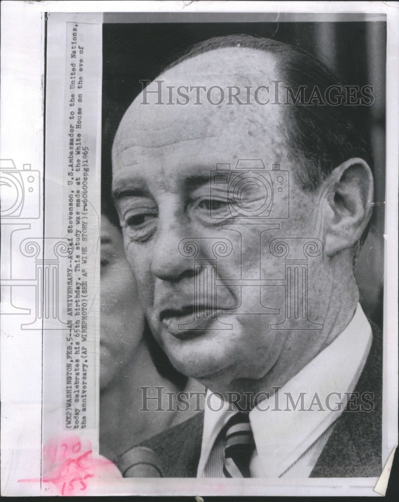 1965 Press Photo Stevenson US Ambassador Birthday