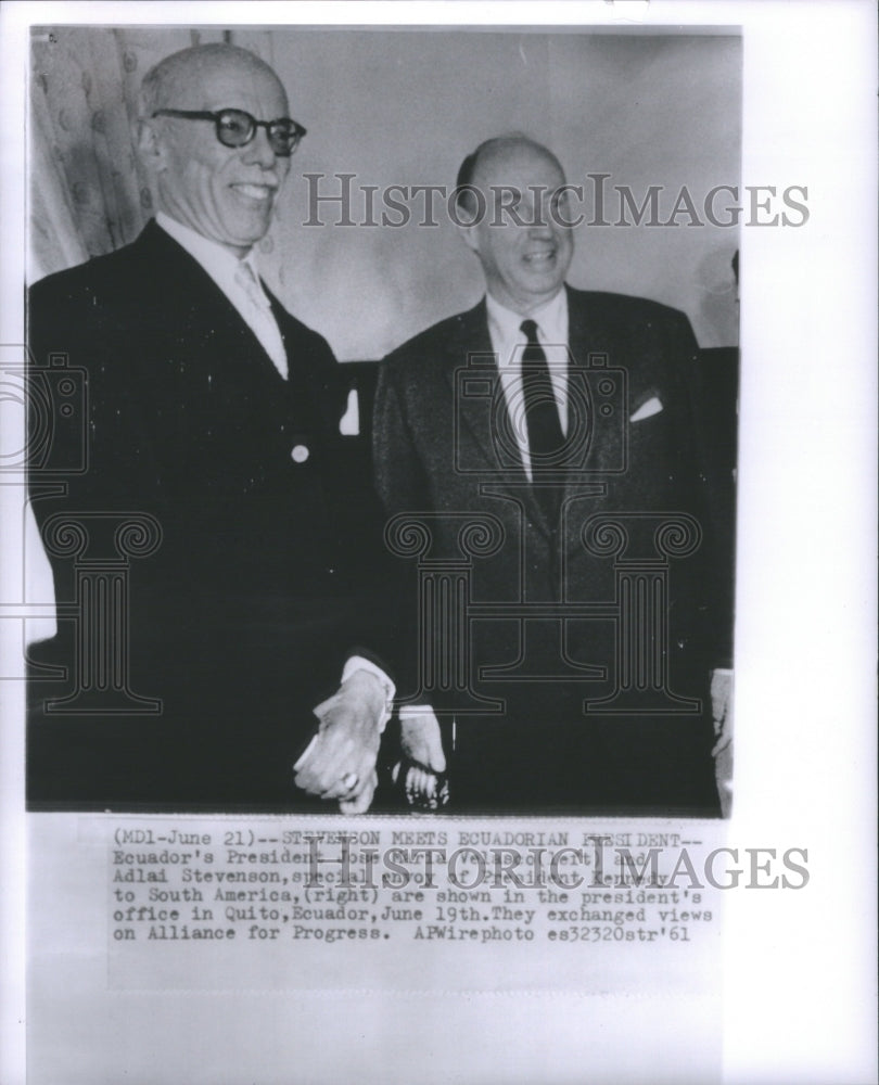 1961 Stevenson Ecuadorian President-Historic Images