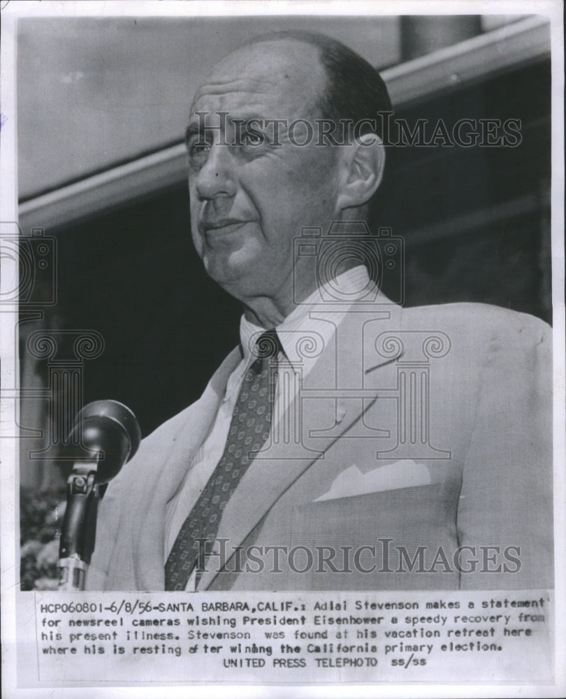 1956 Press Photo Adlai Speaking Press Pres Eisenhower