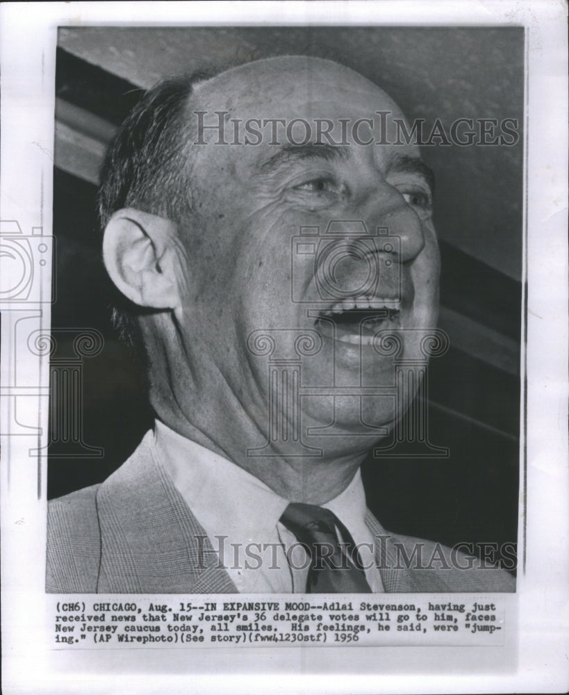 1956 Press Photo Adlai Celebrating New Jersey Win