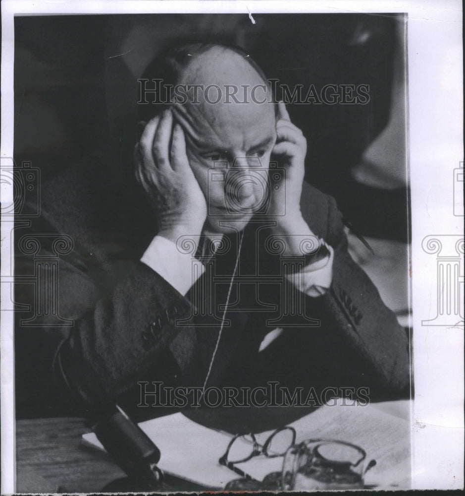 1961 Press Photo UN Adlai Listens Uruguay Cuban Issue