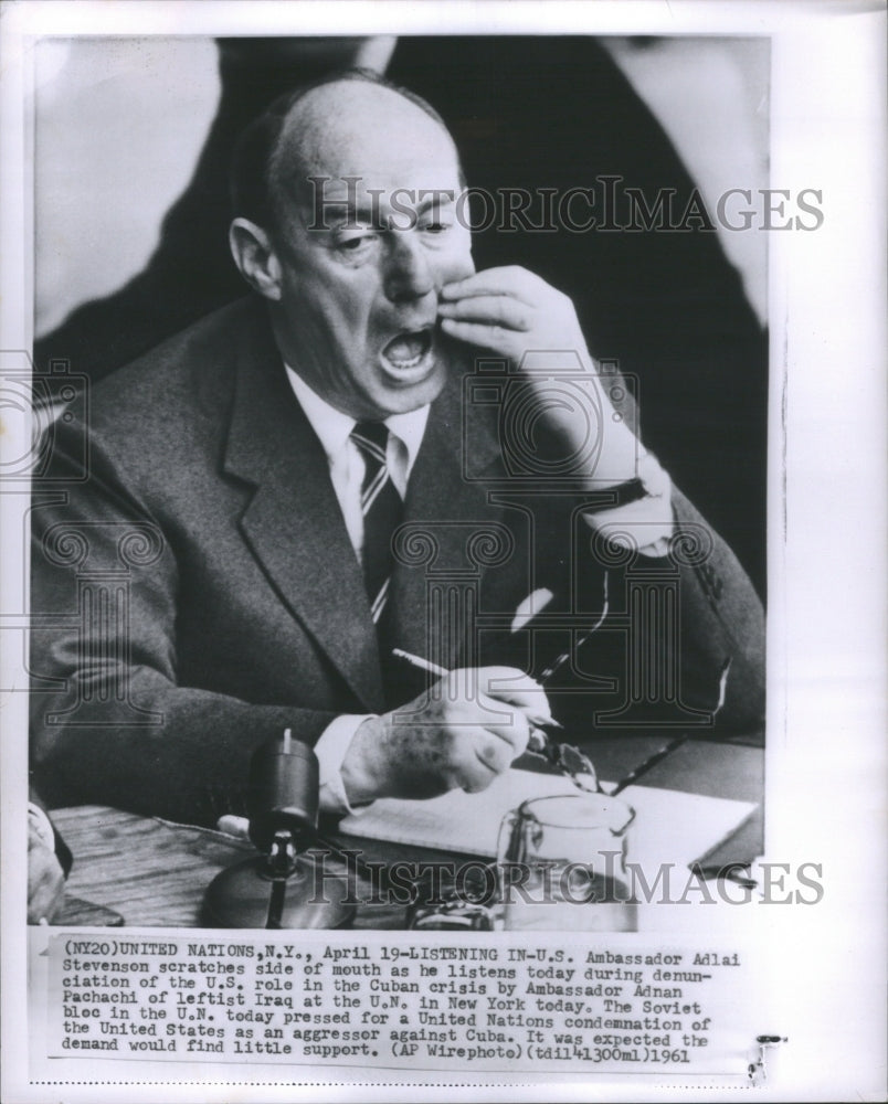 1961 Press Photo Adlai Stevenson American Politician