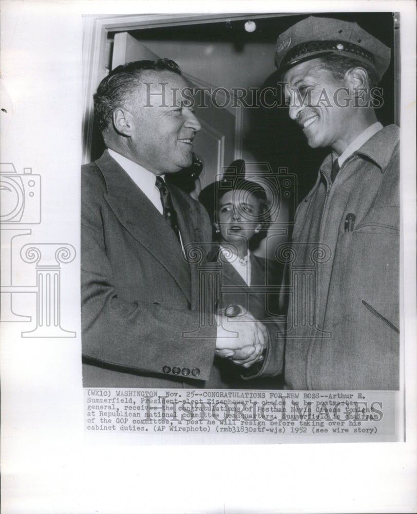 1952 Press Photo Arthur E Summer Field President Electe