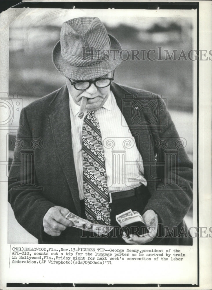 1971 Press Photo George Meany President AFL-CIO Florida