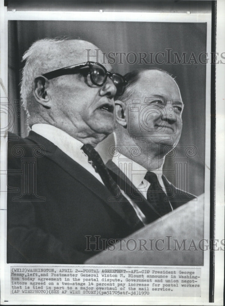 1970 Press Photo President George Meany Winton M Blount