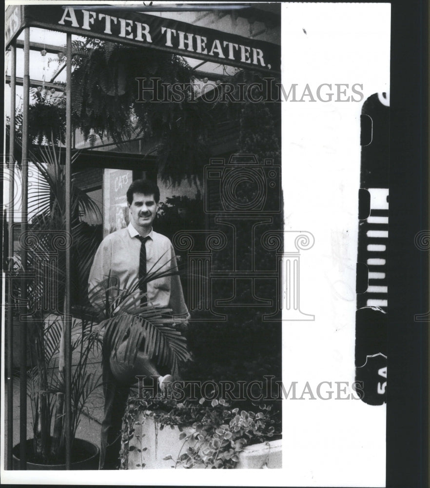 1984 Press Photo Petemel Theater Owner Peter Mell Water