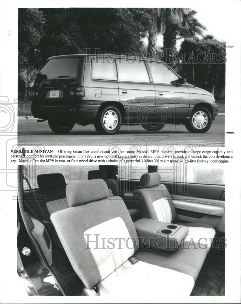 1993 Press Photo Mazda MPV Model Car Seats Minivan