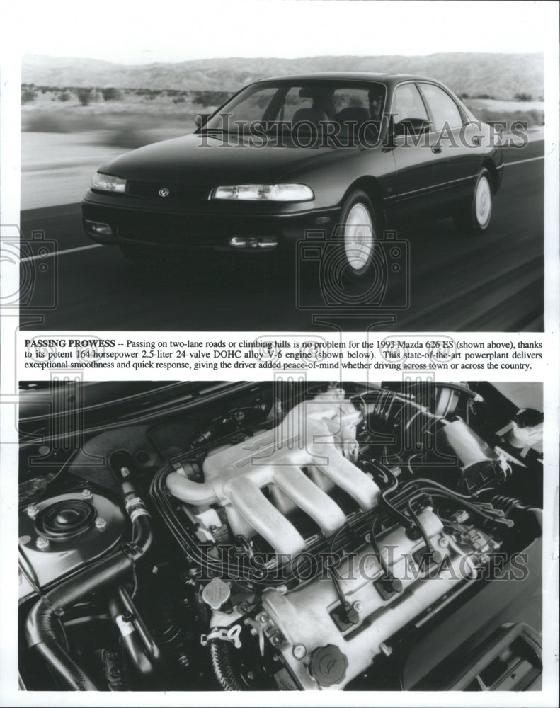 1992 Press Photo 1993 Mazda 626 ES Model Car Roads