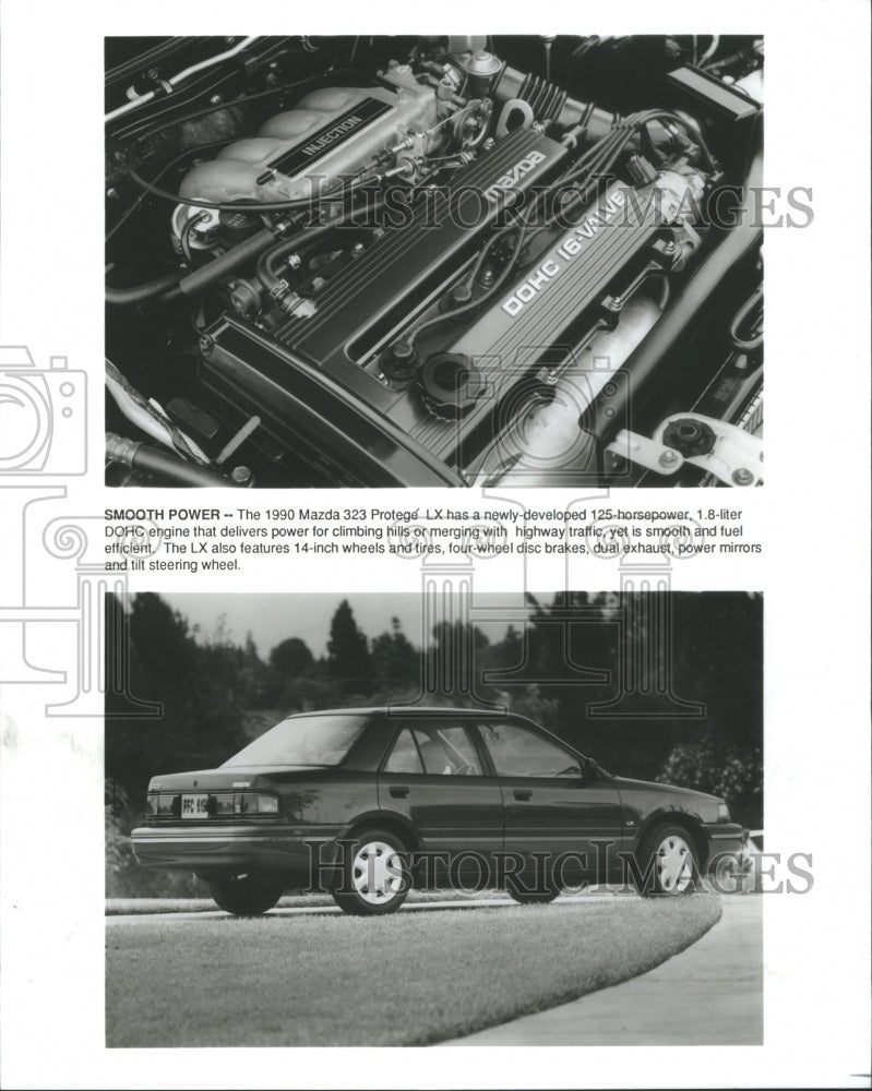 1989 Press Photo 1990 Mazda 323 Protege LX Horsepower