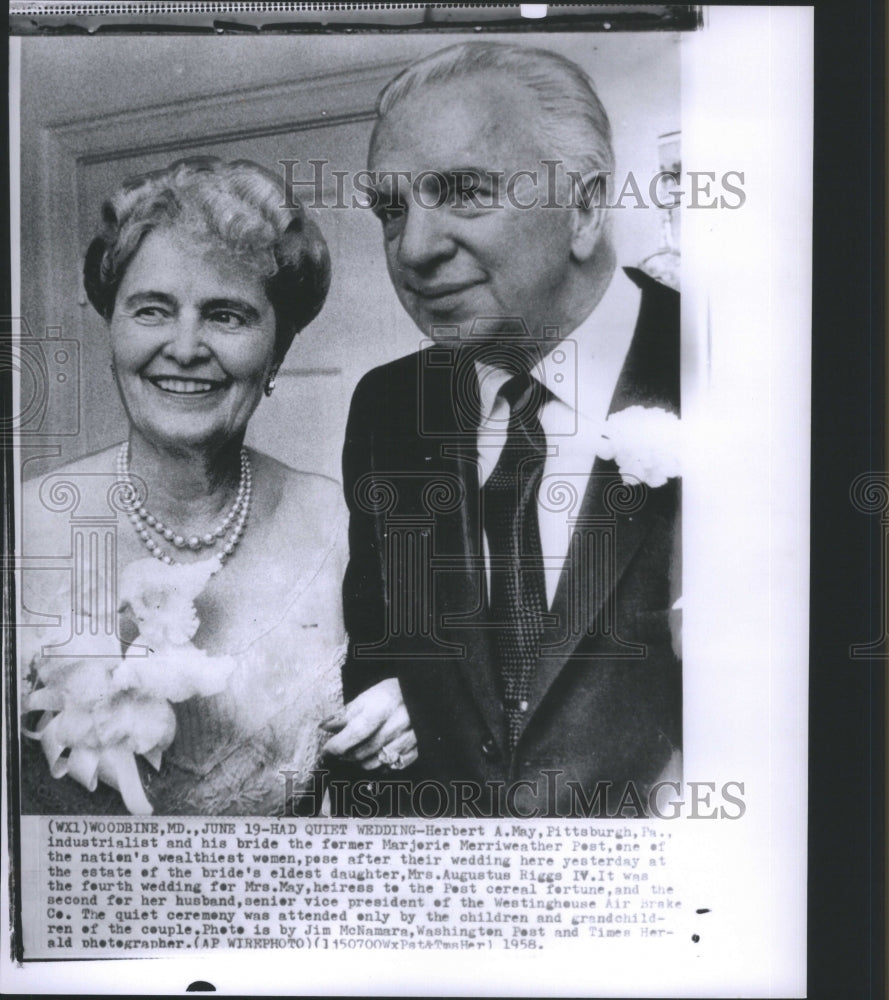 1958 Press Photo Herbert A May Pittsburgh Industrialist