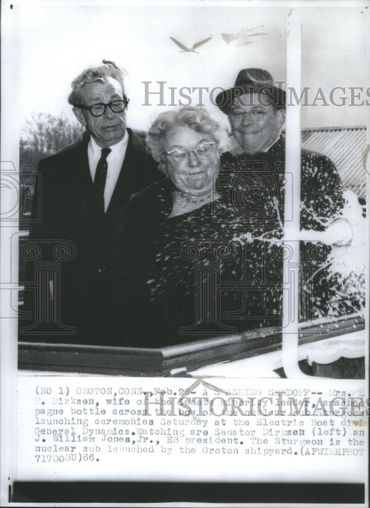 1966 Press Photo Enerett M.Dirksen Wife Senate Leather