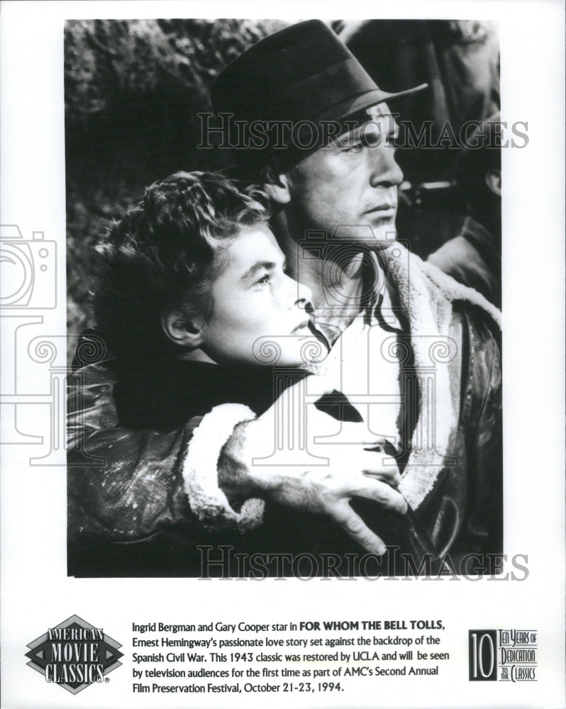 1994 Press Photo Ingrid Bergman Gary Cooper Star Ernest