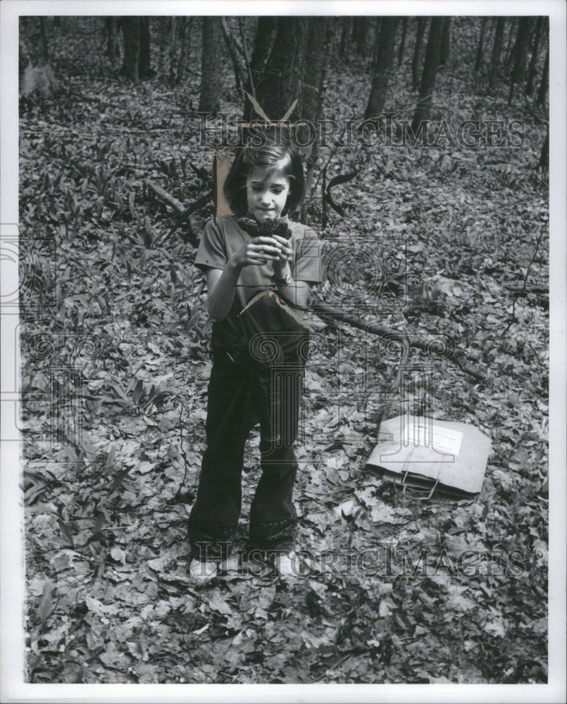 1972 Press Photo Girl Hunting For Mushrooms