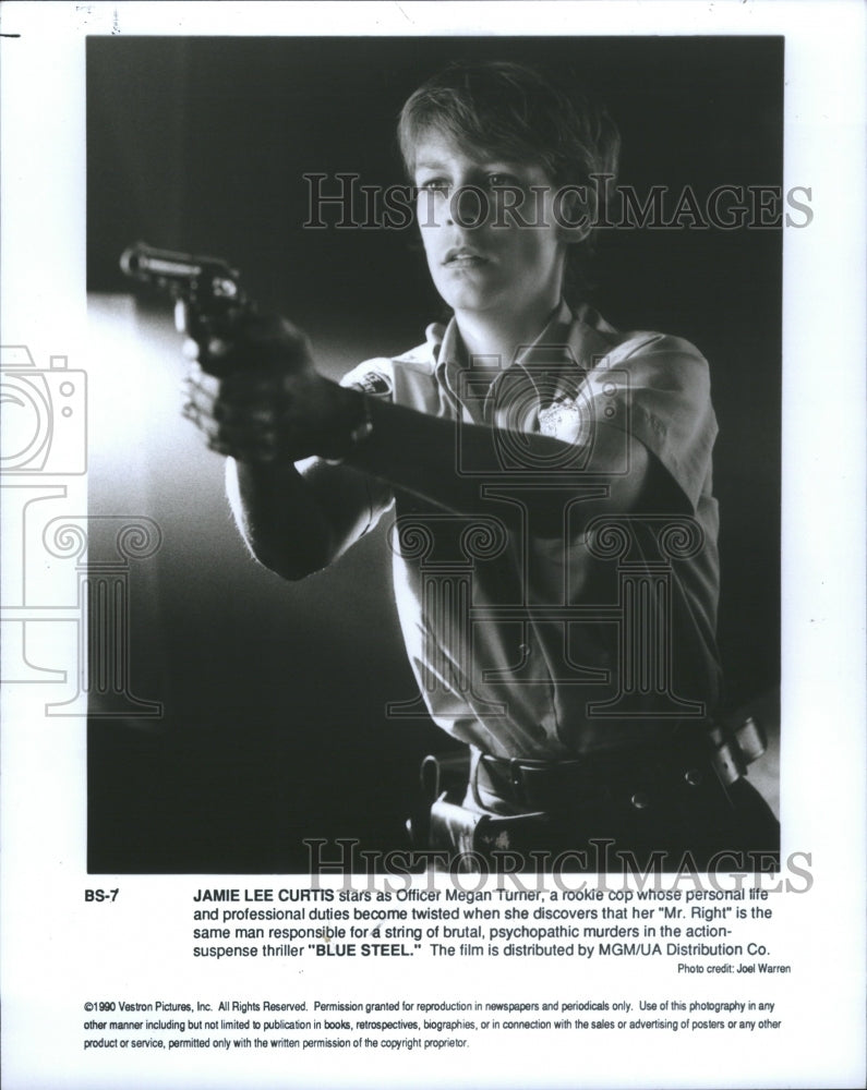 1990 Press Photo Jamie Lee Curtis Blue Steel Actress