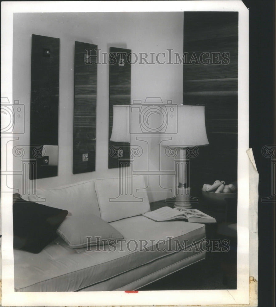 1967 Press Photo Special mirror Carolina Shapes Sofa