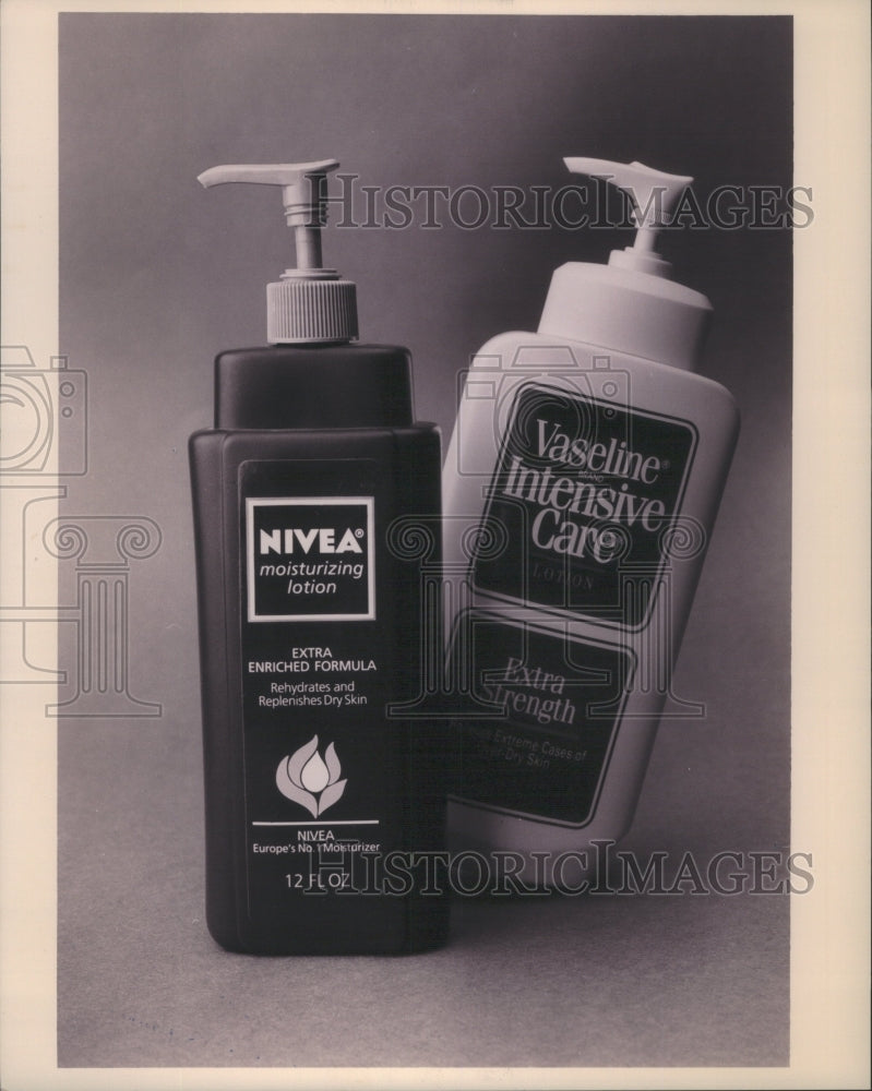 1996 Press Photo Cosmetics Vaseline Nivea Lotions