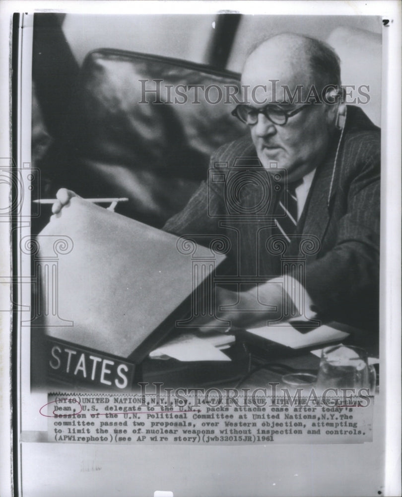 1961 Press Photo Arthur Dean US Delegate United Nations