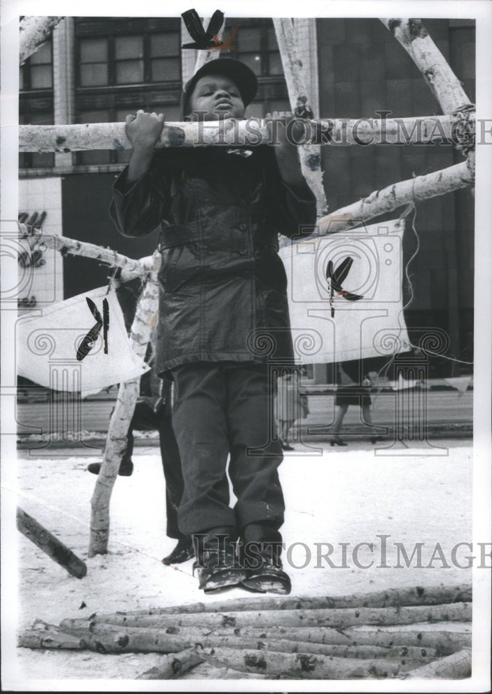 1972 Boy Scout Doing Chin Up Strength Show - Historic Images