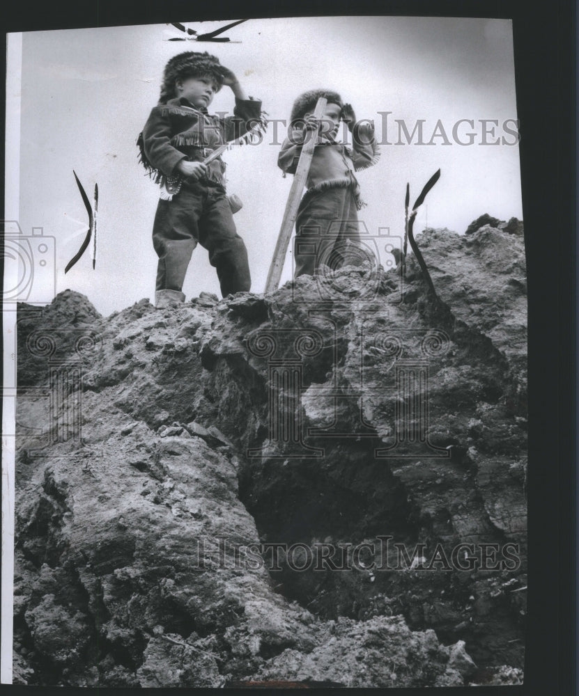 1955 Boys Playacting Pile Of Top Soil - Historic Images