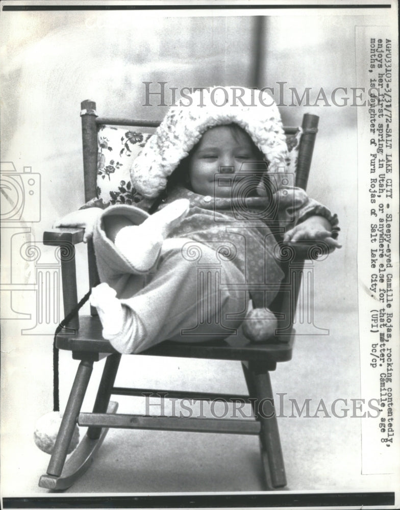 1972 Press Photo Camille Rojas rocking Spring Utah