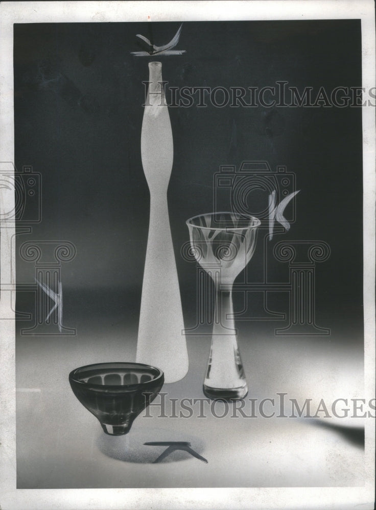 1956 Press Photo Orrefors Swedish Glass Collection