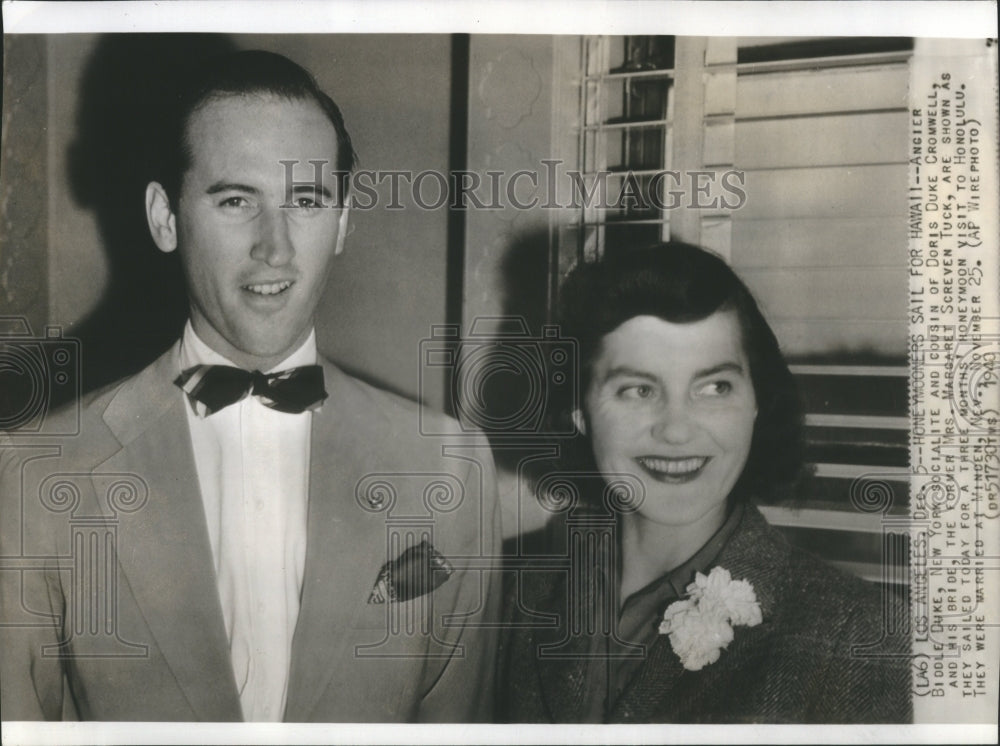 1940 Press Photo Angier Biddle Duke &amp; Maragret Tuck Wed