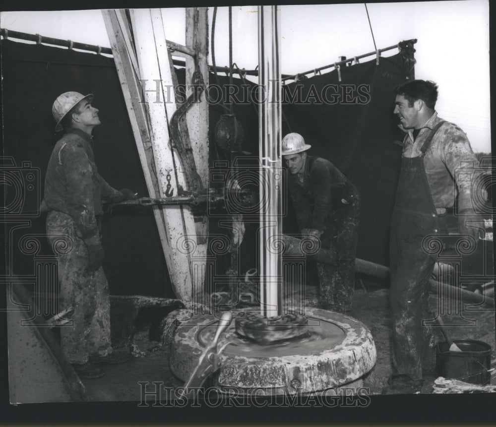 1960 Press Photo Ford Rouge Plant Workers Rotary Drill