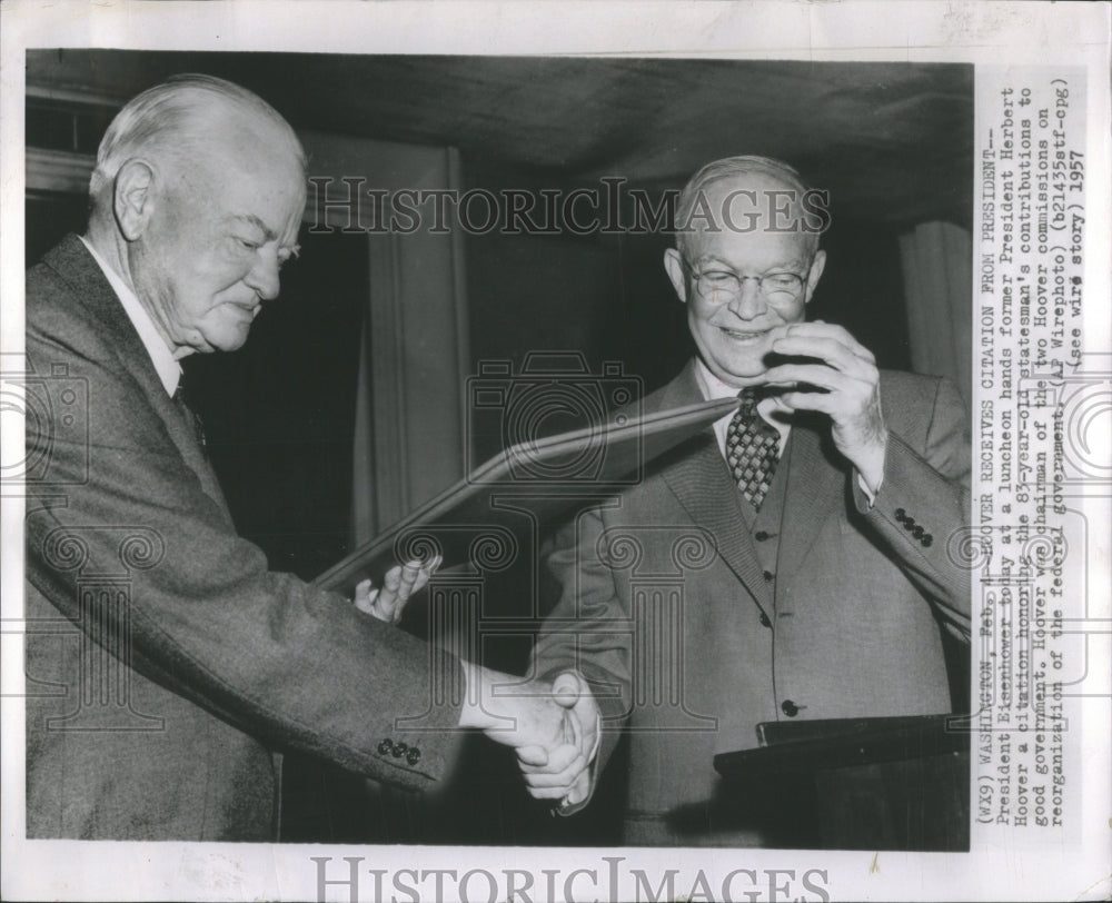 1957 Press Photo President Hoover Washington