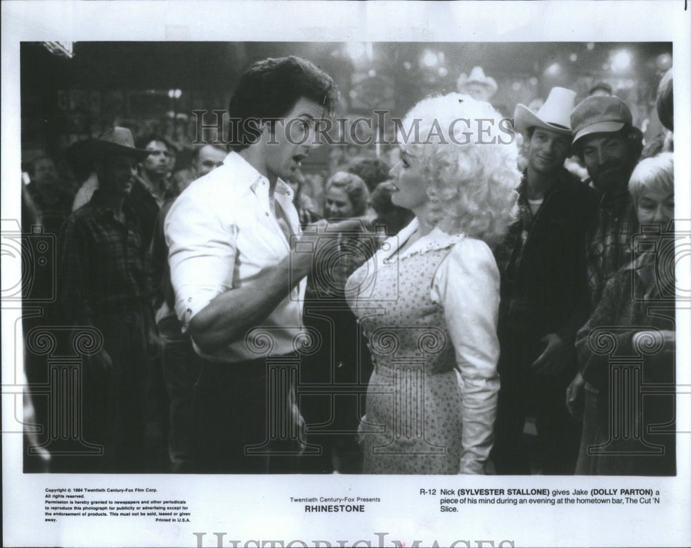 1984 Press Photo Sylvester Stallone Dolly Parton Singer