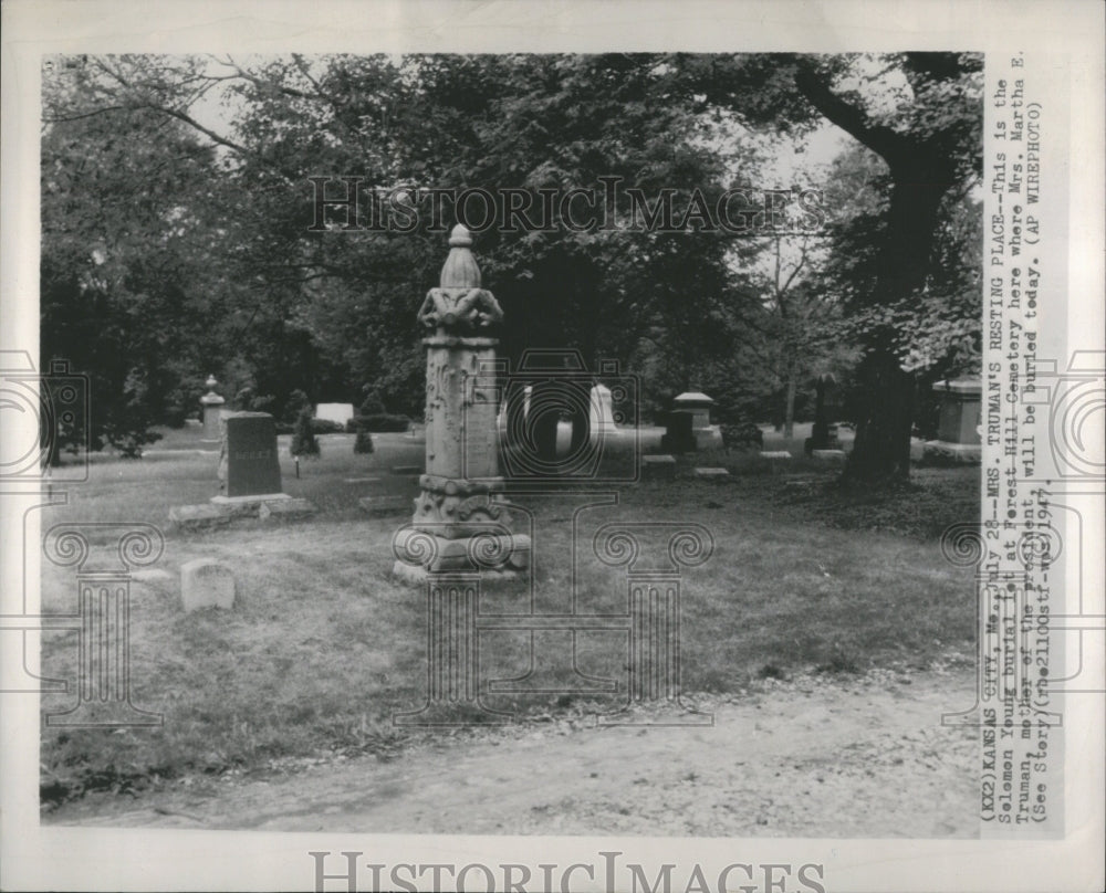 1947 Press Photo Mrs.Truman Solomen Burial Forest Hill