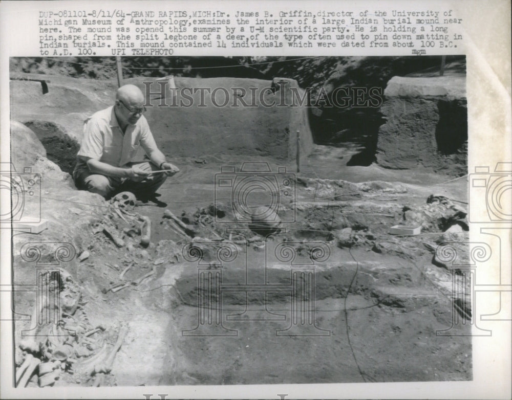 1964 Press Photo James B Griffin University Michigan