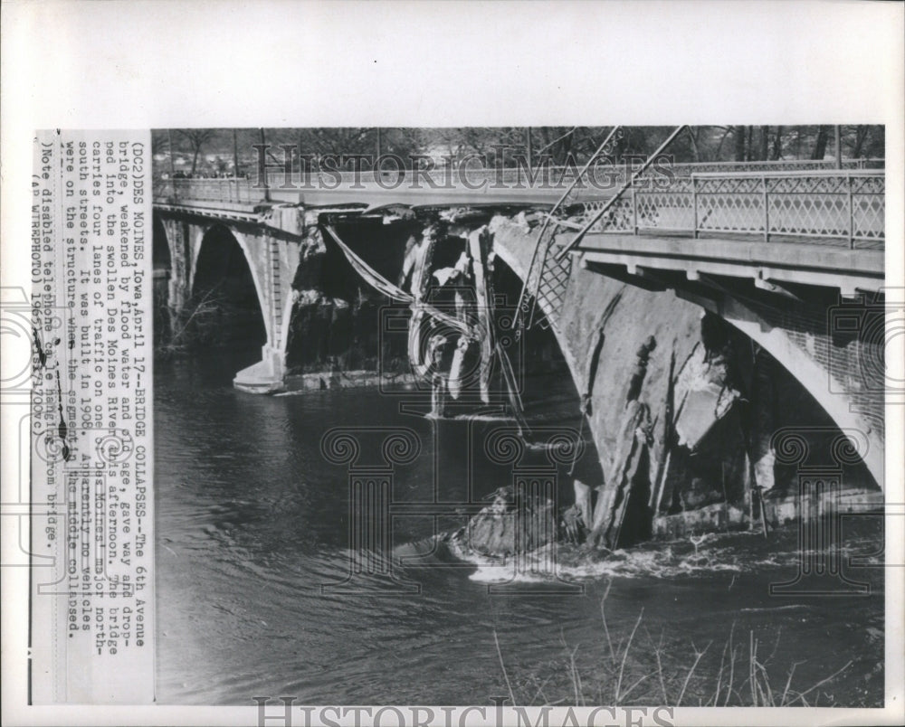 1965 Press Photo Bridge Collapses 6th Avenue Bridge Age