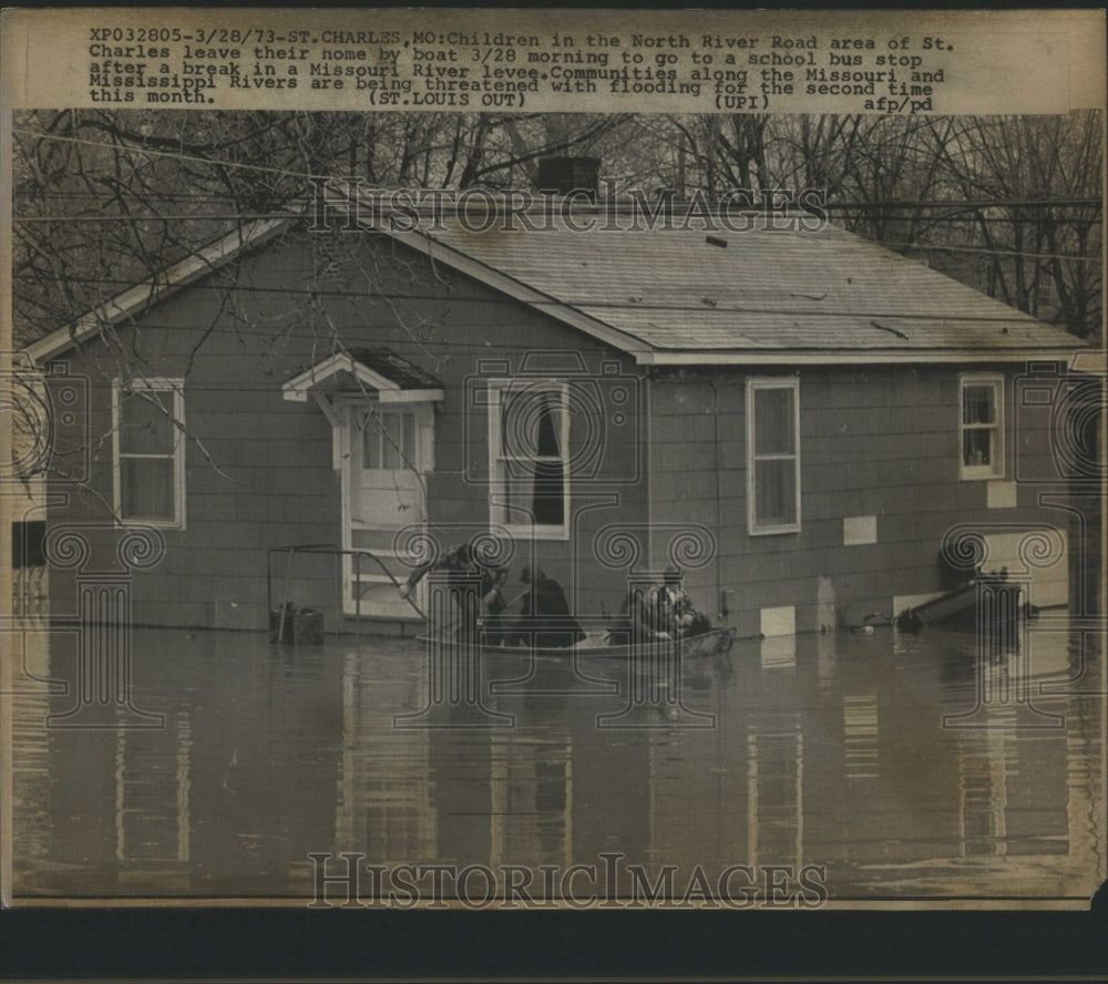 1973 Press Photo Flood Water Land EU Expanse Submerge