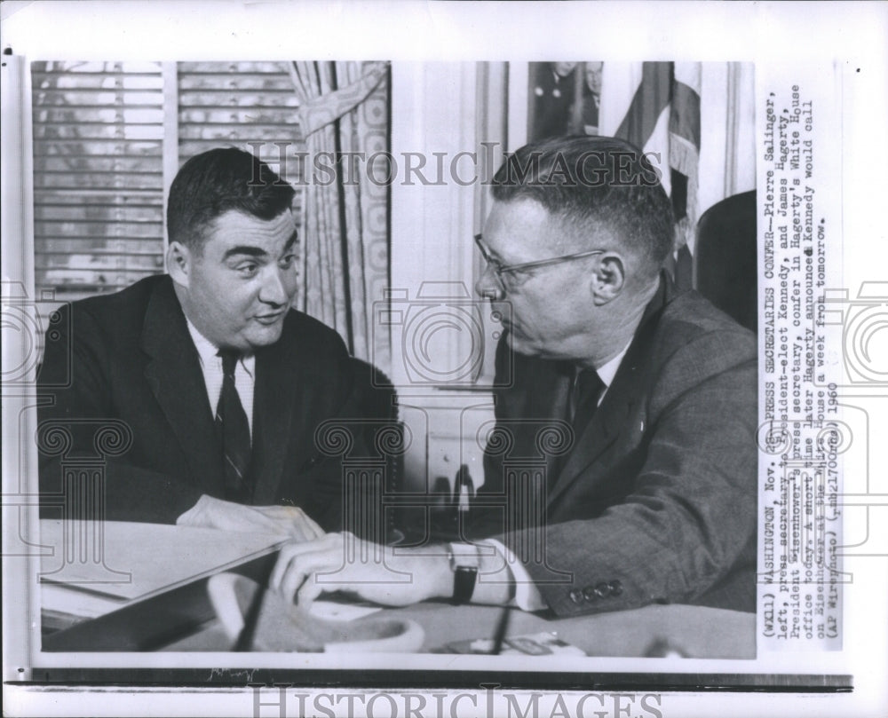 1960 Pierre Salinger &amp; James Hagerty Confer - Historic Images