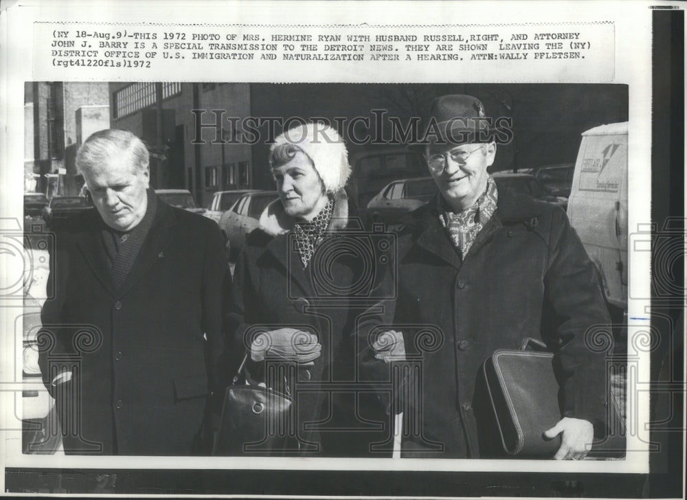 1972 Press Photo Hermine Russel Husband Barry News