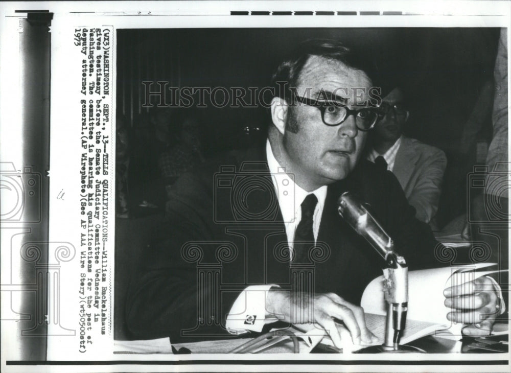 1973 Press Photo Tells Qualifications William Ruckelsha