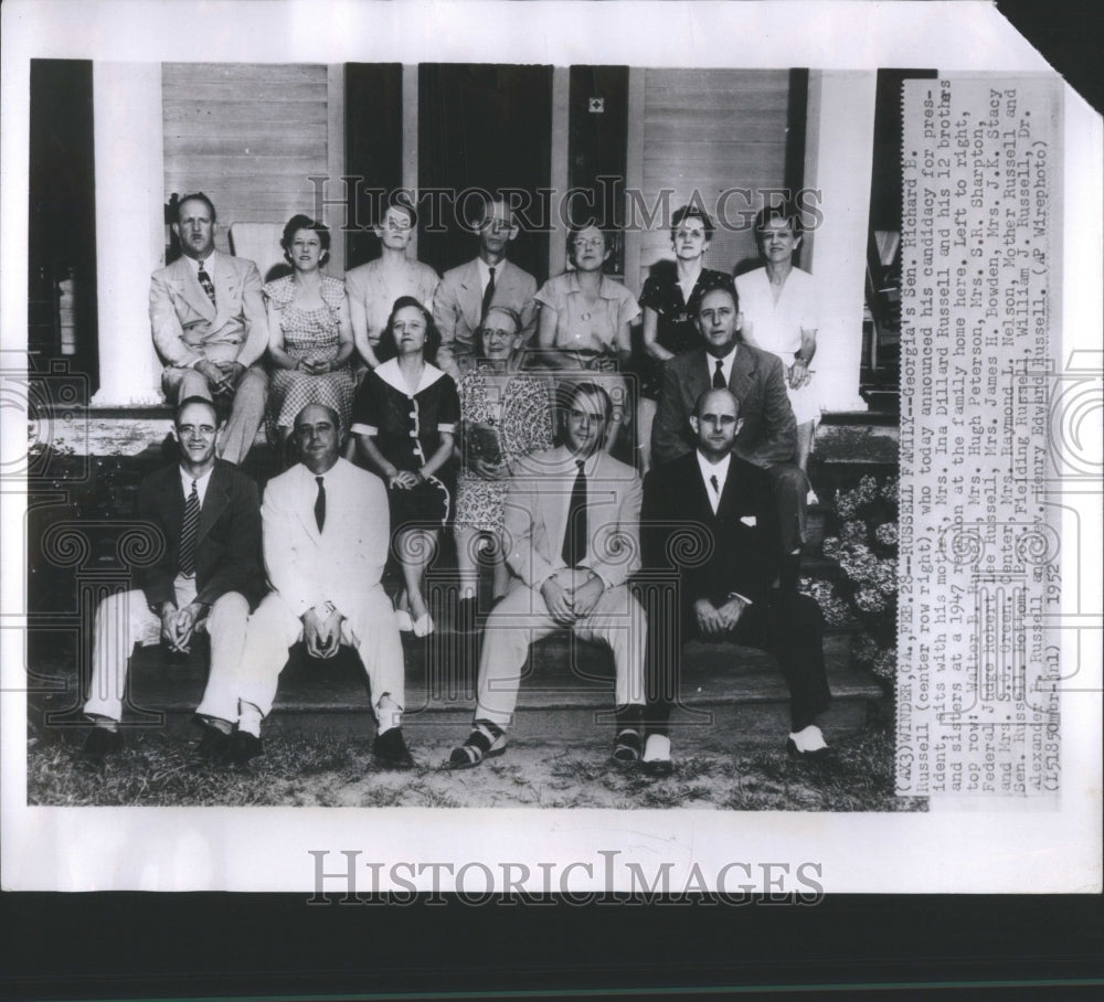 1952 Press Photo Russell family Georgia Richard Dillard