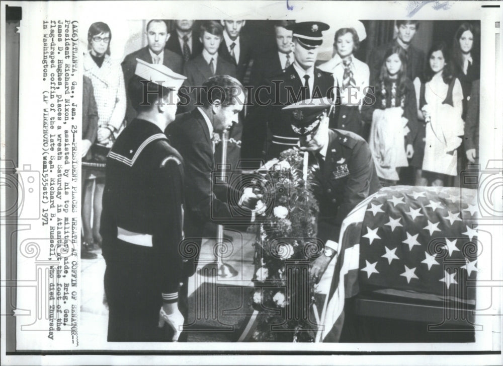 1971 Press Photo Richard Nixon Richard B Russell Coffin