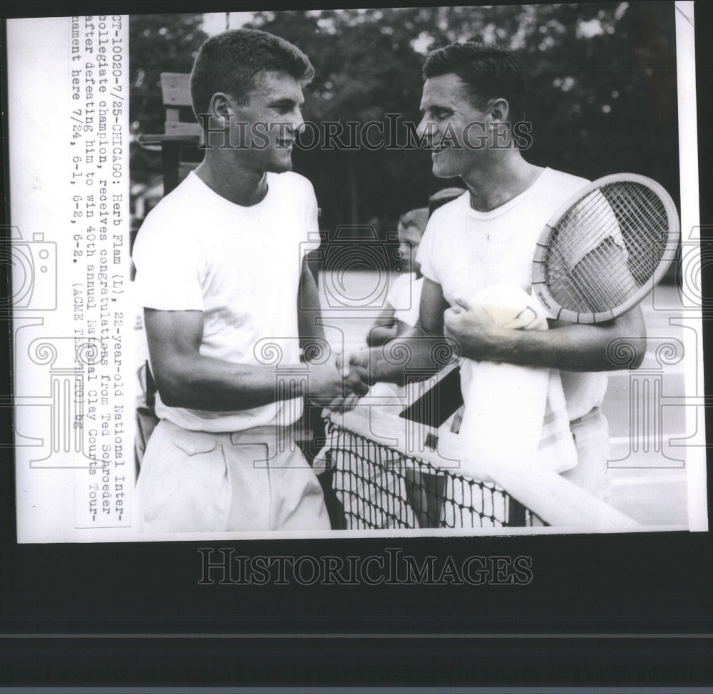 1950 Press Photo Herb Flam Tennis Inter Collegiate Ted