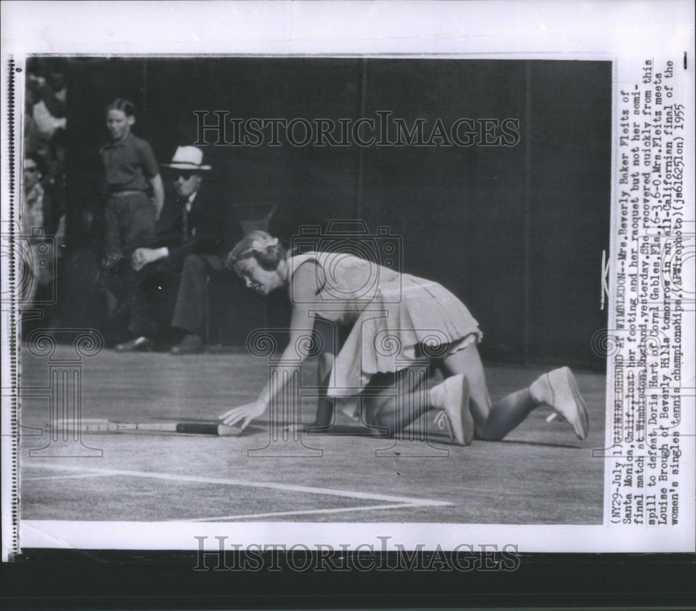 1955 Press Photo Beverly Baker Fleitz Wimbledon Tennis