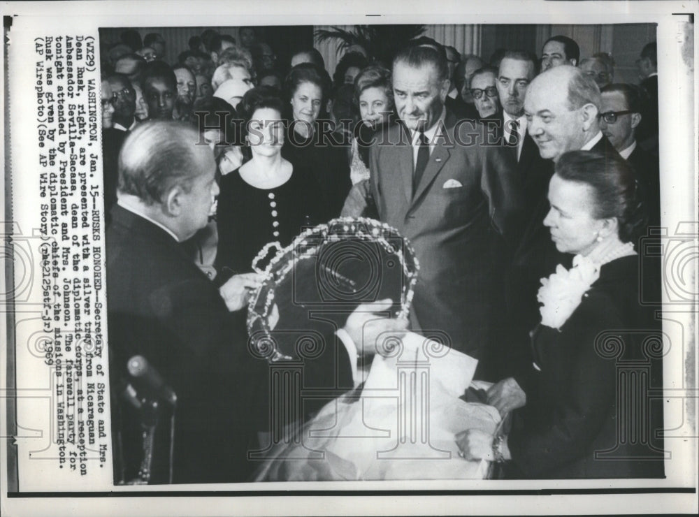 1969 Press Photo Secretary State Dean Rusk Diplomatic